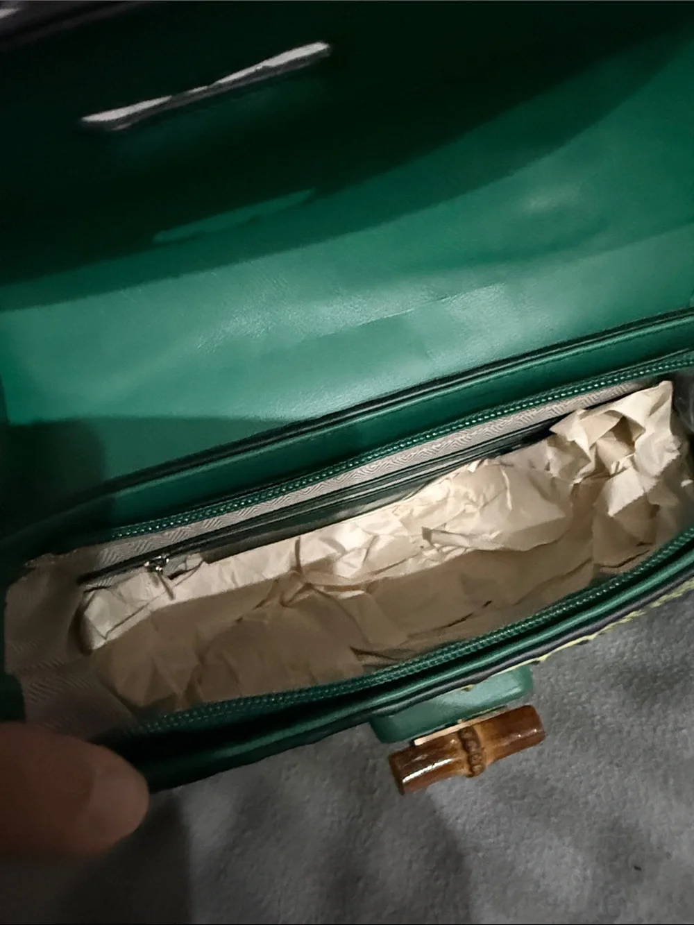 Iridescent Green Croc-Embossed Top-Handle Satchel